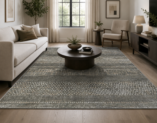 Modern Abstract Textured Argentum Rug- Rugs Direct