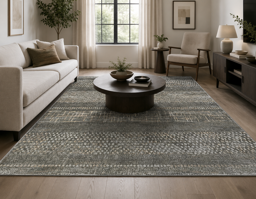 Modern Abstract Textured Argentum Rug- Rugs Direct