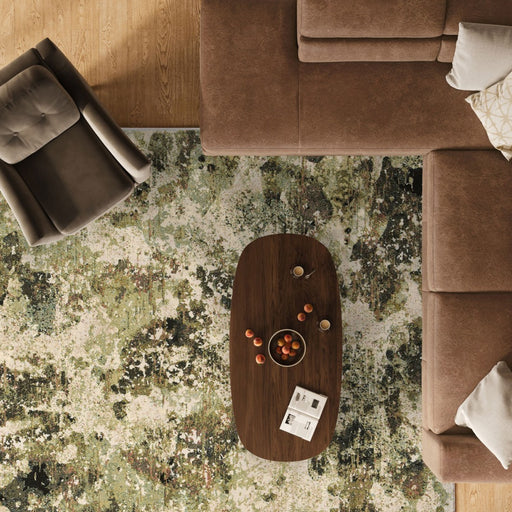 Abstract Distressed Pattern Argentum Rug - Rugs Direct