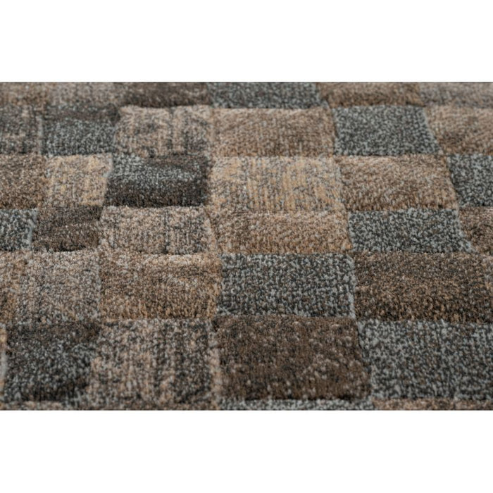 Modern Mocha & Slate Checkerboard Mosaic Argentum Rug Size: 280 x 380cm (63984-3293) - Rugs Direct