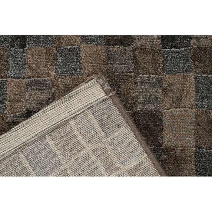 Modern Mocha & Slate Checkerboard Mosaic Argentum Rug Size: 280 x 380cm (63984-3293) - Rugs Direct