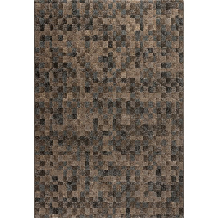 Modern Mocha & Slate Checkerboard Mosaic Argentum Rug Size: 280 x 380cm (63984-3293) - Rugs Direct