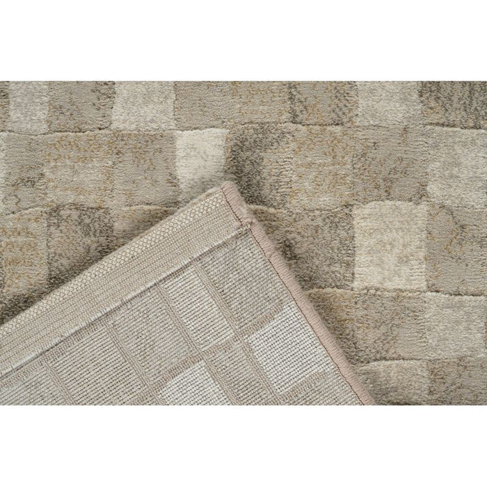 Modern Cream & Taupe Checkerboard Argentum Rug Size: 280 x 380cm (63984-6575) - Rugs Direct