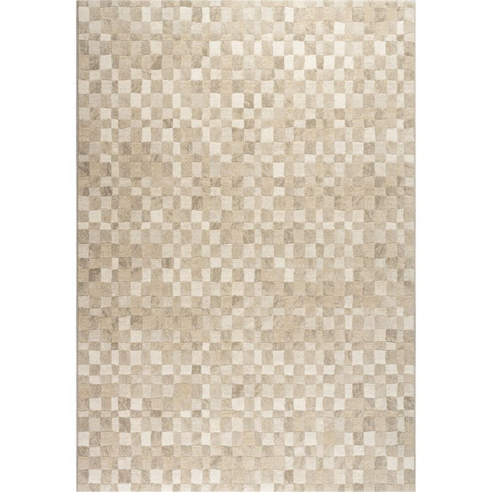 Modern Cream & Taupe Checkerboard Argentum Rug Size: 280 x 380cm (63984-6575) - Rugs Direct