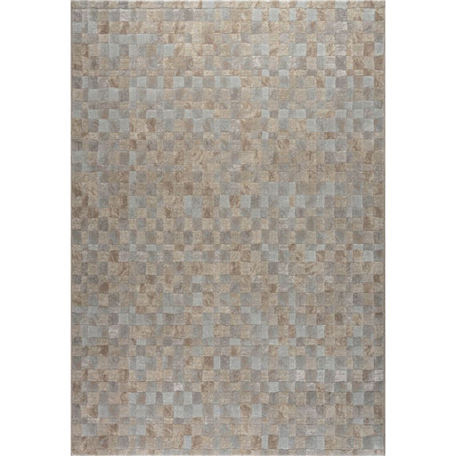 Modern Silver & Taupe Checkerboard Argentum Rug Size: 200 x 290cm (63984-7293) - Rugs Direct