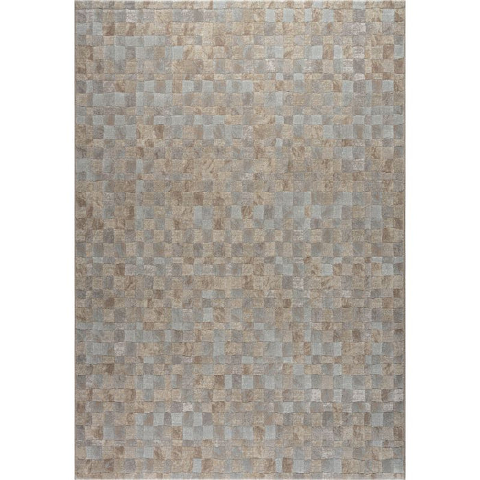 Modern Silver & Taupe Checkerboard Argentum Rug Size: 200 x 290cm (63984-7293) - Rugs Direct
