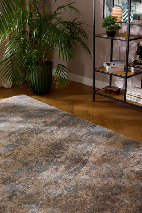 Modern Natural Stone Wave Abstract Argentum Rug (63986-8219) - Rugs Direct