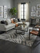 Contemporary Dark Grey Geometric Wave Abstract Argentum Rug (63990-4299) - Rugs Direct