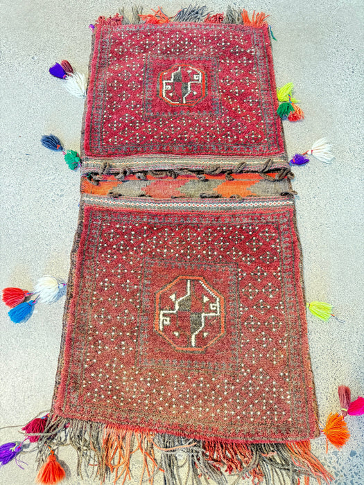 Vintage Hand Made Afghan Saddle Bag Size: 111cm x 53cm