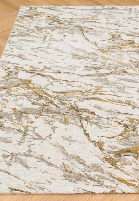 Opulence Ivory & Gold Stone Pattern Platinum Rug (83001-6121) - Rugs Direct