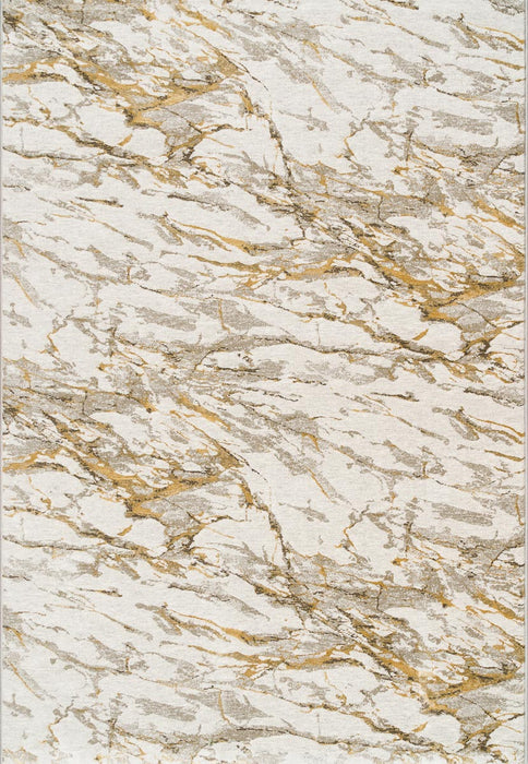 Opulence Ivory & Gold Stone Pattern Platinum Rug (83001-6121) - Rugs Direct