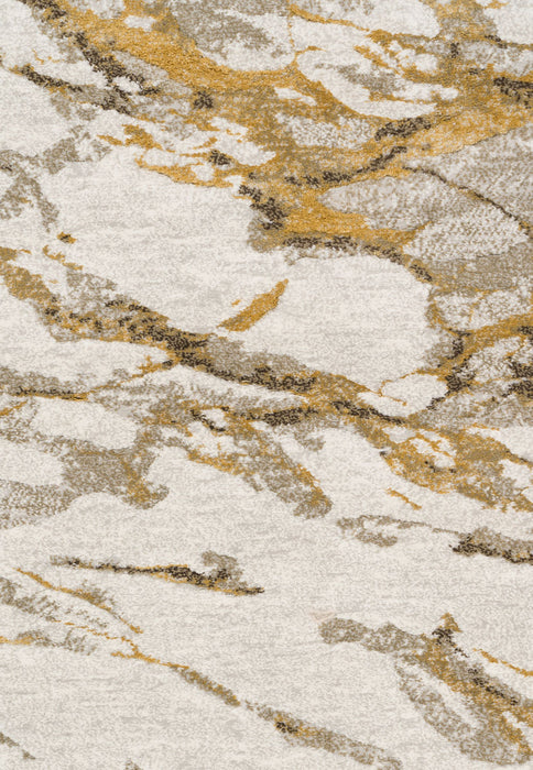 Opulence Ivory & Gold Stone Pattern Platinum Rug (83001-6121) - Rugs Direct