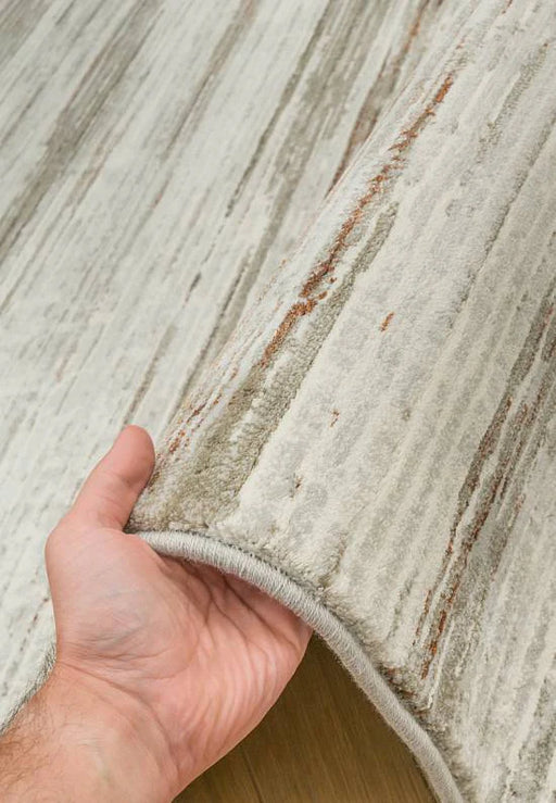 Contemporary Taupe and Gray Stripes Platinum Rug - Rugs Direct