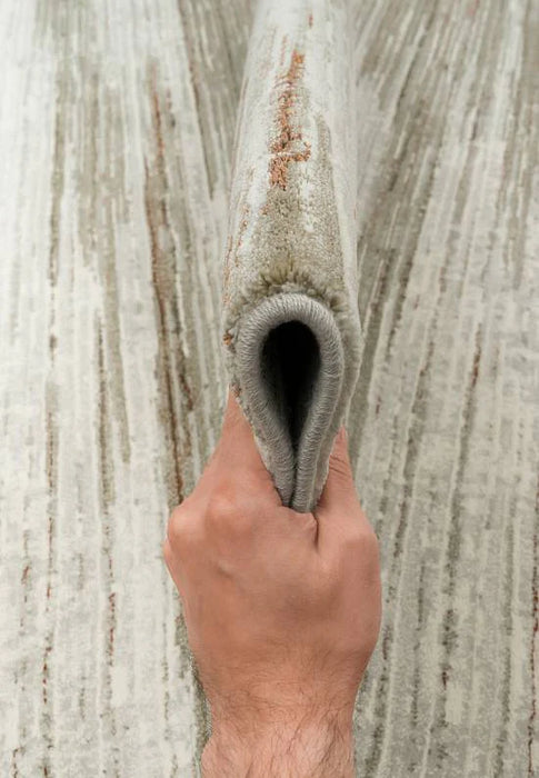 Contemporary Taupe and Gray Stripes Platinum Rug - Rugs Direct