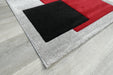 Contemporary Abstract Geometric Squares Red & Grey Aroha Rug- Rugs Direct 
