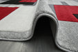 Contemporary Abstract Geometric Squares Red & Grey Aroha Rug- Rugs Direct 