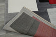 Contemporary Abstract Geometric Squares Red & Grey Aroha Rug- Rugs Direct 