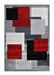 Contemporary Abstract Geometric Squares Red & Grey Aroha Rug - Rugs Direct