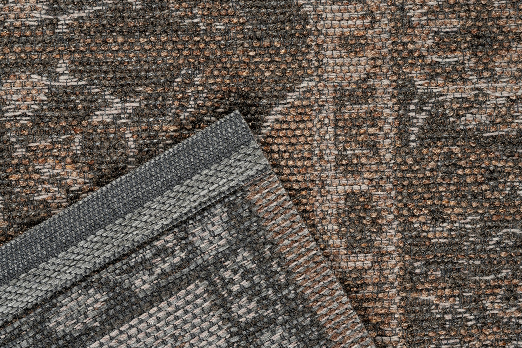 Traditional Earthy Mocha & Grey Medallion Outdoor Bohemia Rug - Rugs Direct