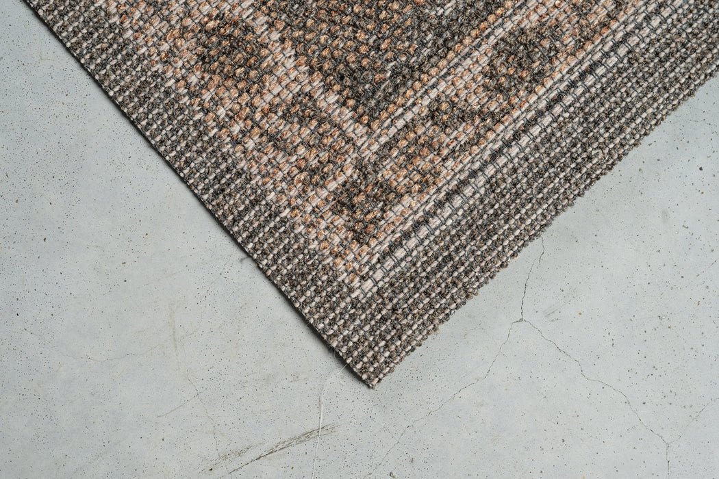 Traditional Earthy Mocha & Grey Medallion Outdoor Bohemia Rug - Rugs Direct