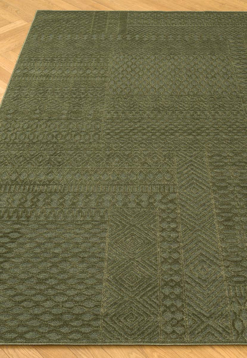 Modern Green Textured Tweed Rug — Rugs Direct