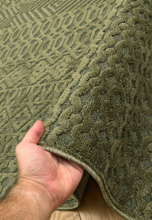 Modern Green Textured Tweed Rug — Rugs Direct