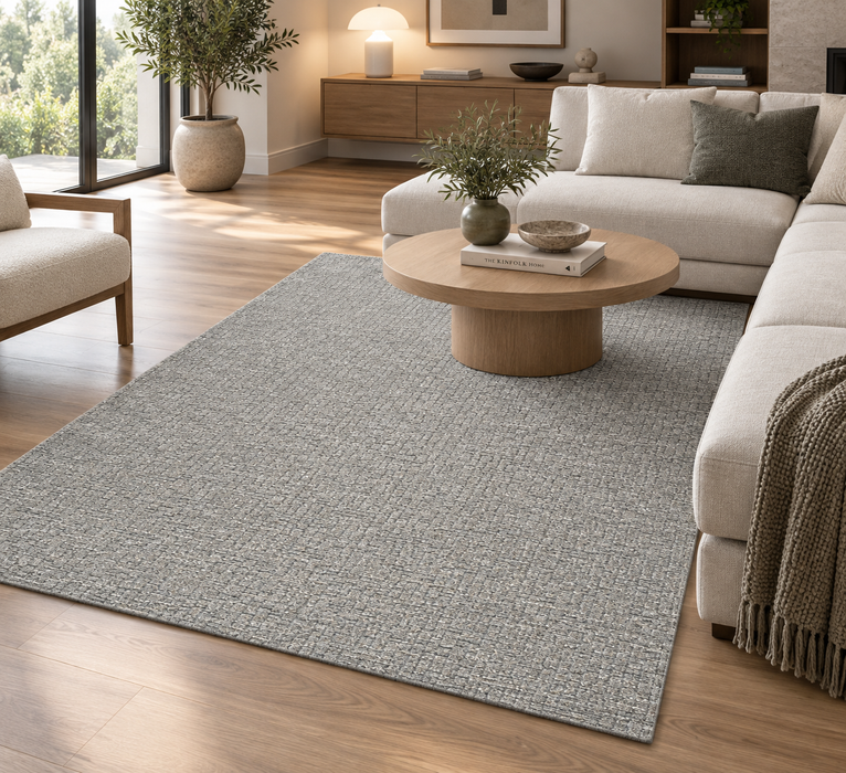 High Line Flatweave Pure Wool Grey color Rug Size: 160 x 230cm - Rugs Direct NZ