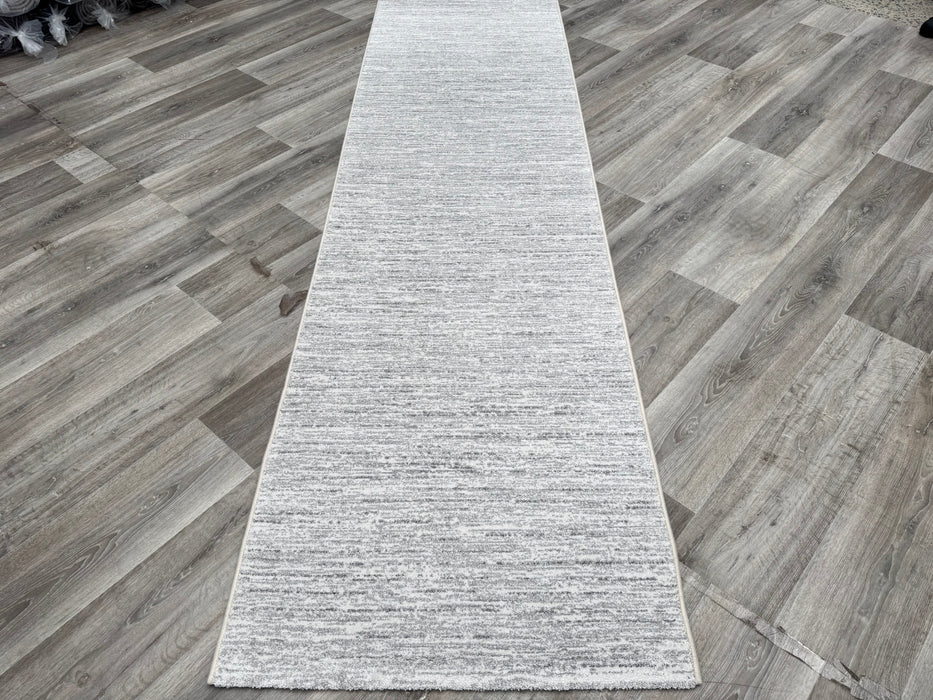 Abrash Design Off White and Light Grey Colour Runner (26004-6252) Size: 80 x 300cm