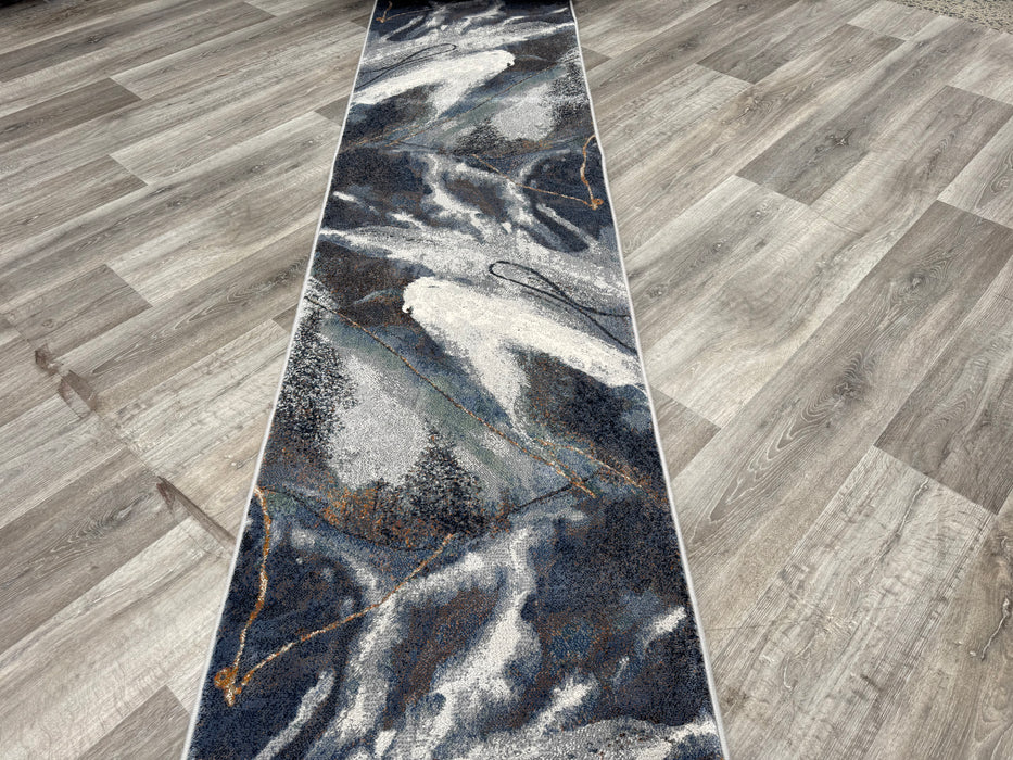 Modern Flowing Abstract Pattern Argentum Hallway Runner Size: 67cm wide x Cut to order
