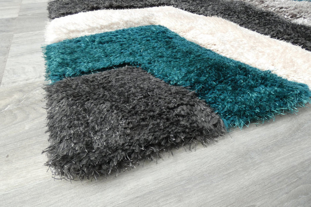 Modern Geometric Honeycomb Shaggy California Rug - Rugs Direct