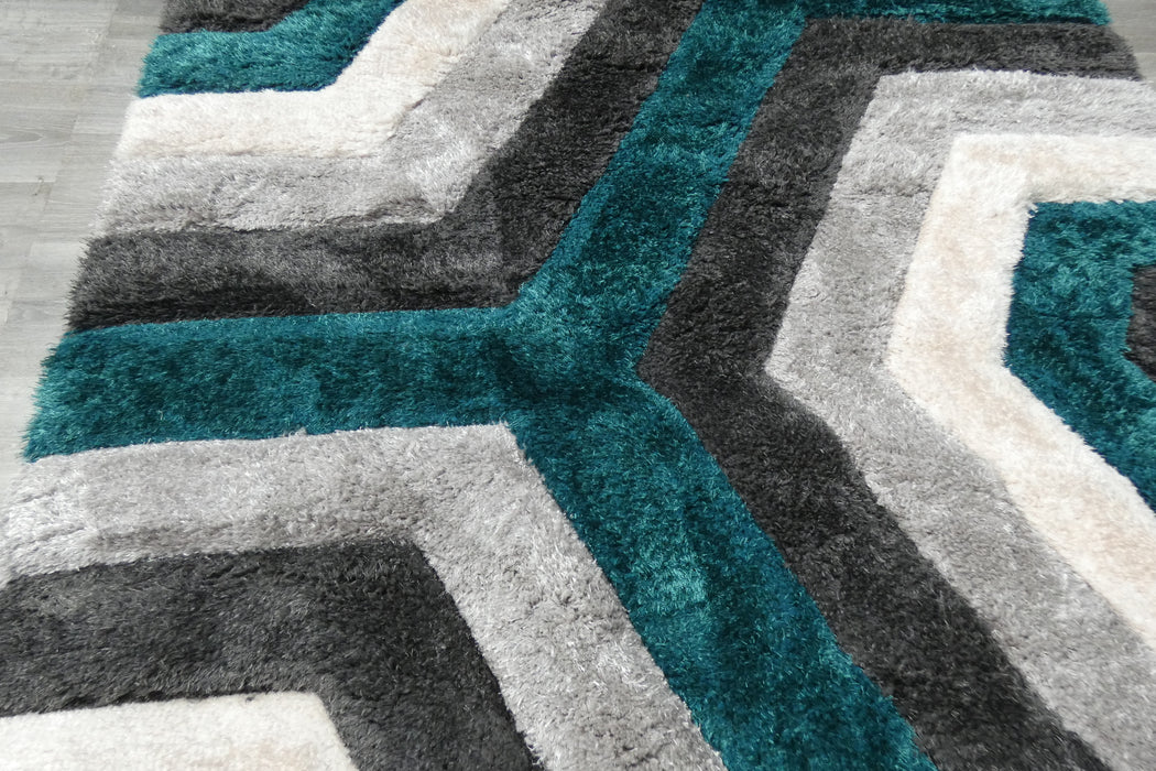 Modern Geometric Honeycomb Shaggy California Rug - Rugs Direct