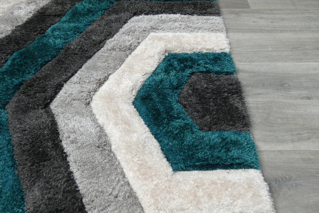 Modern Geometric Honeycomb Shaggy California Rug - Rugs Direct