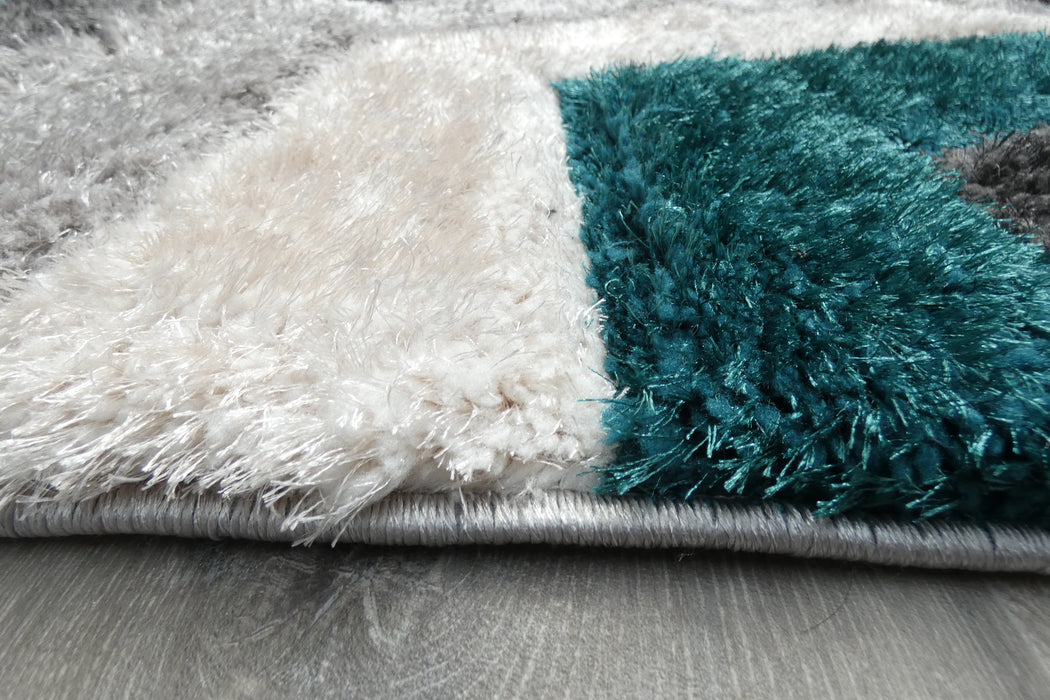 Modern Geometric Honeycomb Shaggy California Rug - Rugs Direct