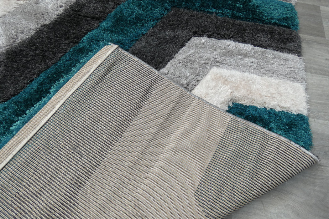 Modern Geometric Honeycomb Shaggy California Rug - Rugs Direct