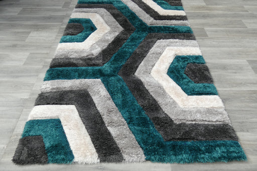 Modern Geometric Honeycomb Shaggy California Rug - Rugs Direct
