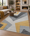 Abstract Modern Design Turkish Aroha Rug in Yellow/ Grey/ Cream- Rugs Direct NZ