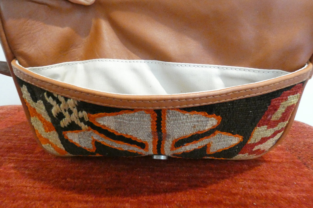 One-of-a-Kind Turkish Kilim Leather Crossbody Bag "Alev"- Rugs Direct