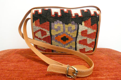 One-of-a-Kind Turkish Kilim Leather Crossbody Bag "Alev"- Rugs Direct 