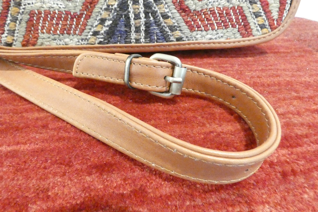 One-of-a-Kind Turkish Kilim Leather Crossbody Bag "Altin"- Rugs Direct