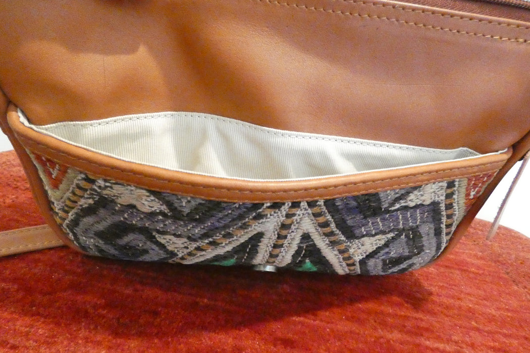 One-of-a-Kind Turkish Kilim Leather Crossbody Bag "Altin"- Rugs Direct