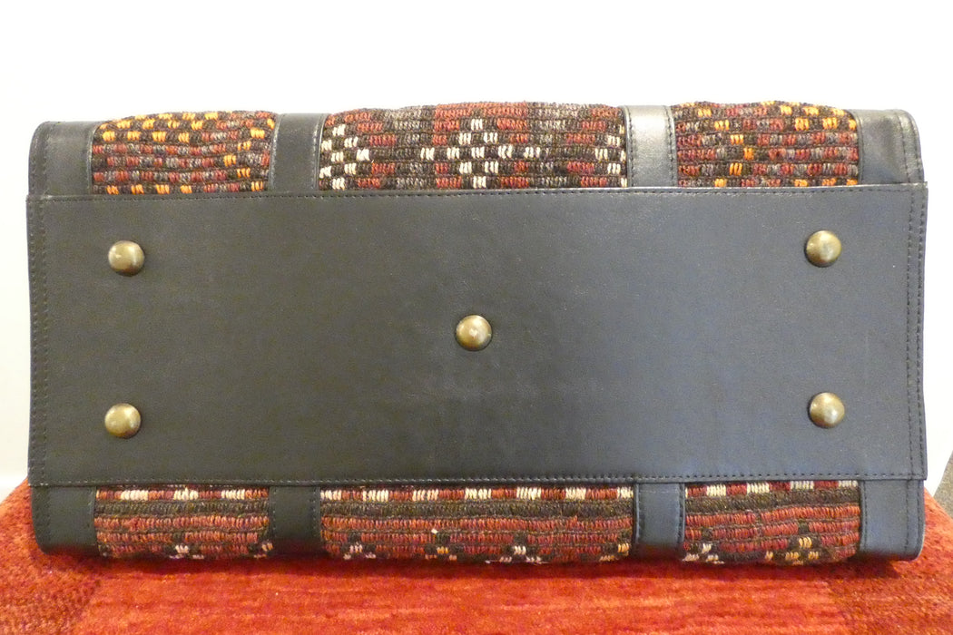 One-of-a-Kind Anatolian Kilim Leather Weekend Bag "Aryan"- Rugs Direct