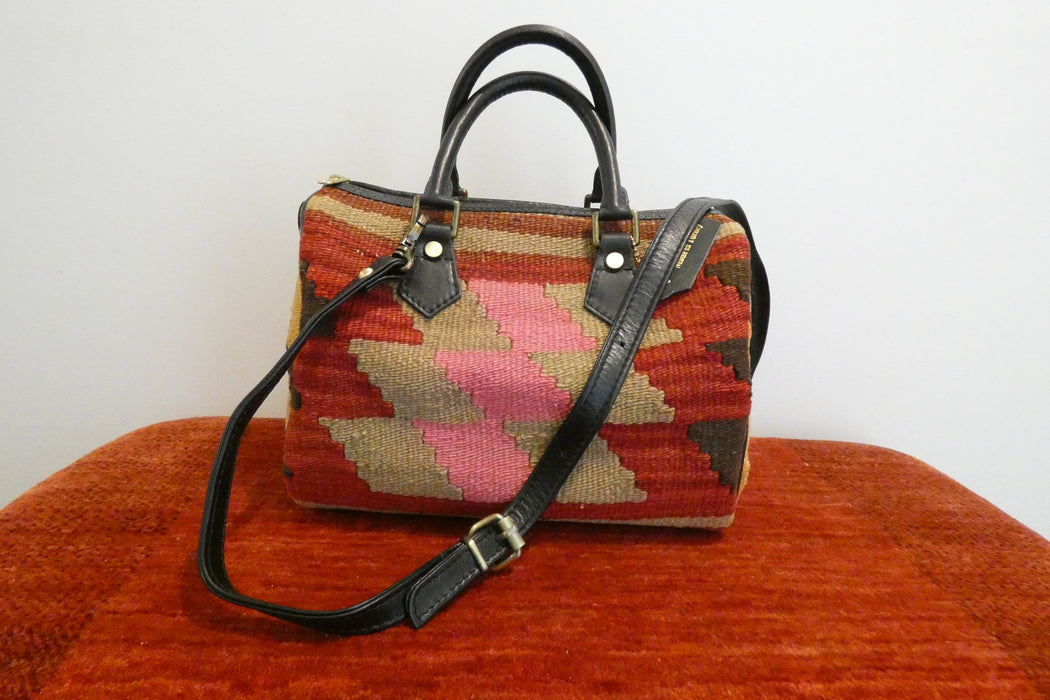 One-of-a-Kind Anatolian Kilim & Leather Shoulder Bag "Asya" -Rugs Direct 
