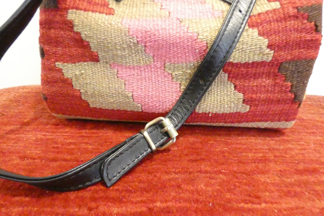 One-of-a-Kind Anatolian Kilim & Leather Shoulder Bag "Asya" -Rugs Direct 