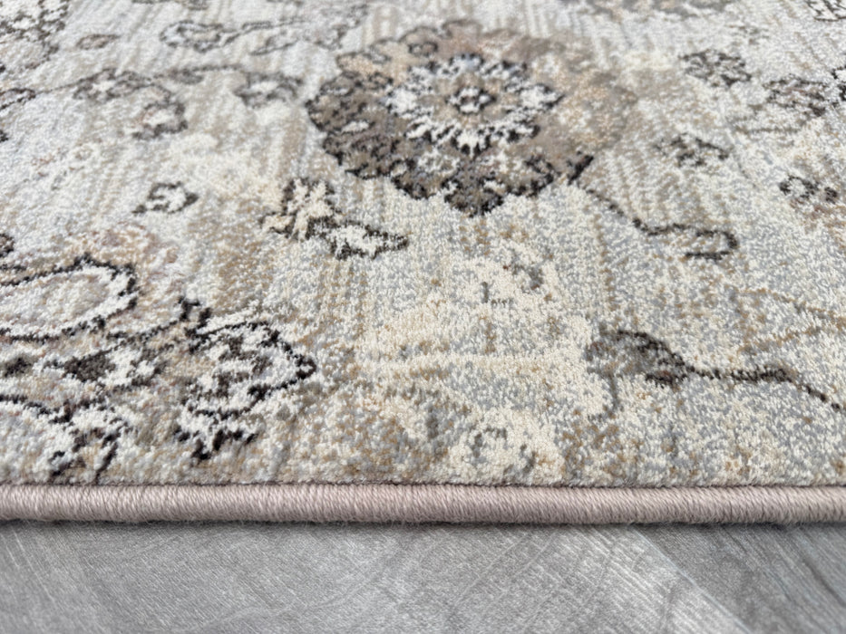 Traditional Distressed Floral Pattern Argentum Hallway Runner Size: 67cm wide x Cut to order