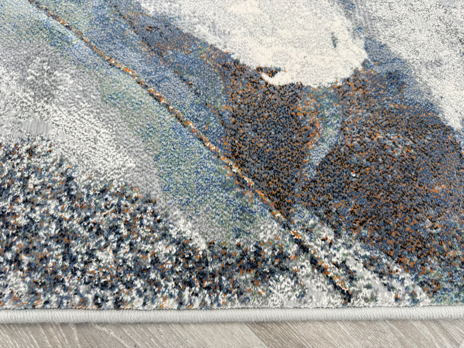 Modern Flowing Abstract Pattern Argentum Hallway Runner Size: 67cm wide x Cut to order