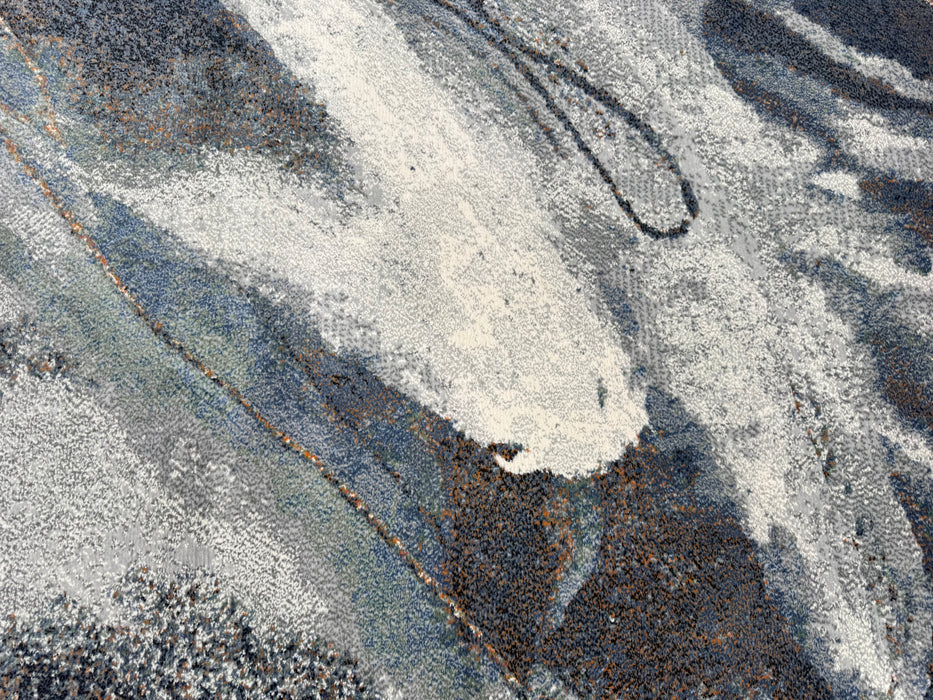 Modern Flowing Abstract Pattern Argentum Hallway Runner Size: 67cm wide x Cut to order