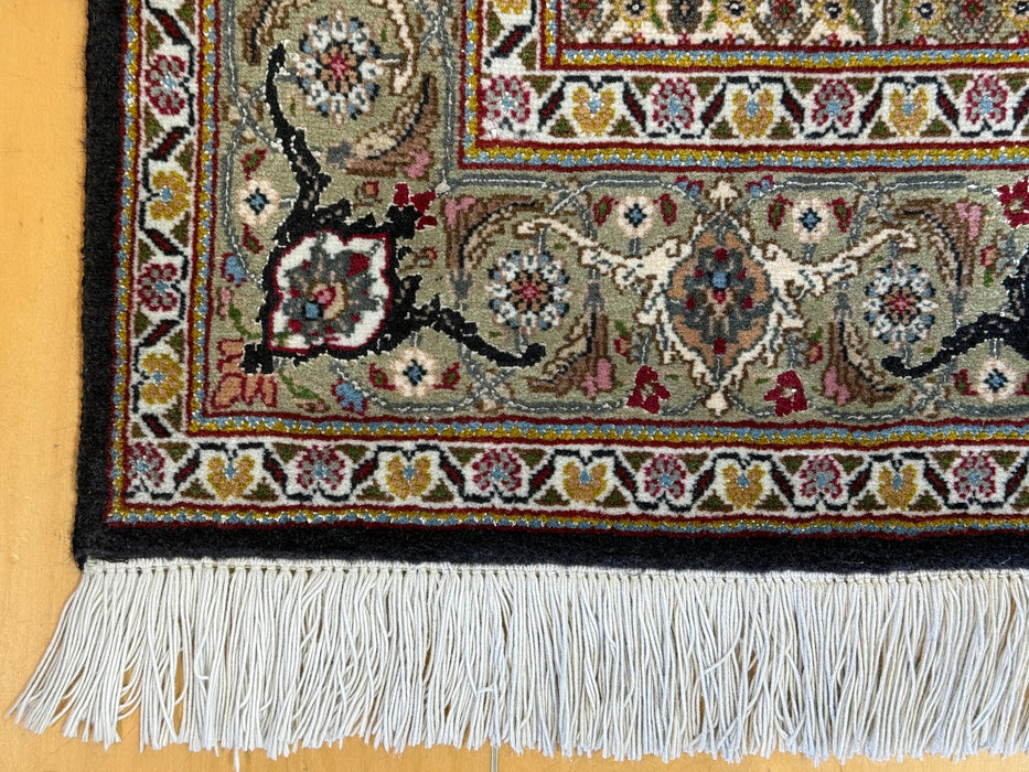 Persian Hand Knotted Tabriz Wool and Silk Mahi Design Rug- Rugs Direct 