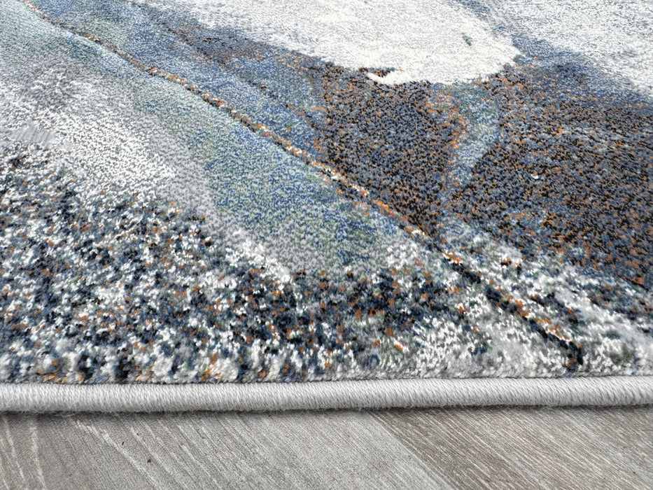 Modern Flowing Abstract Pattern Argentum Hallway Runner Size: 67cm wide x Cut to order