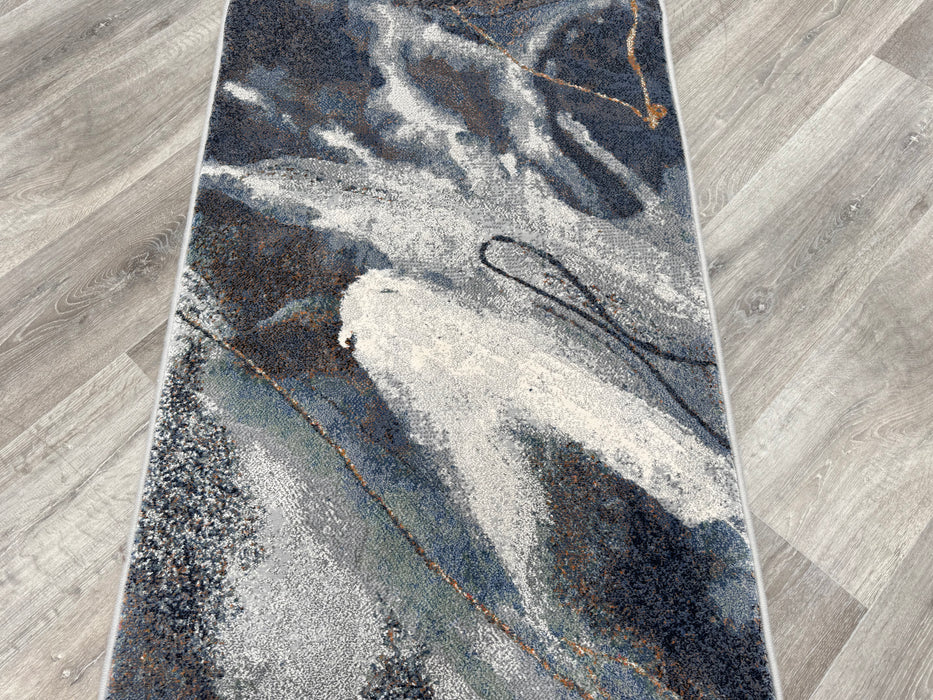 Modern Flowing Abstract Pattern Argentum Hallway Runner Size: 67cm wide x Cut to order