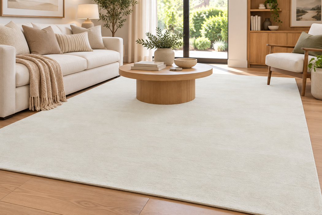 Drake Cream – Plain Handmade Wool Rug